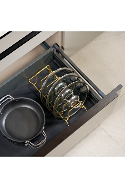 Edora Home Kitchen Gold Drawer Pan Pot Organizer – Space Saving Sorter