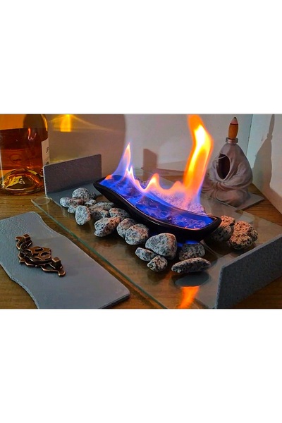 Salıncak Masa Üstü Şömine Meditasyon Çerçeveli Tütsülük (Mat Gri)