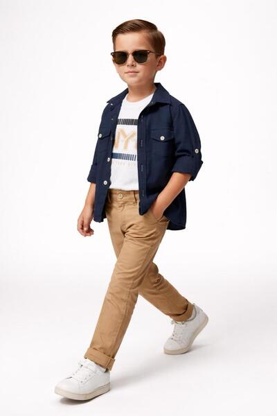 Esterella тричастен ленен костюм за момчета / риза, тениска, панталони, трича...