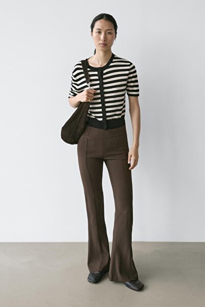 Massimo Dutti Kısa kollu çizgili triko hırka