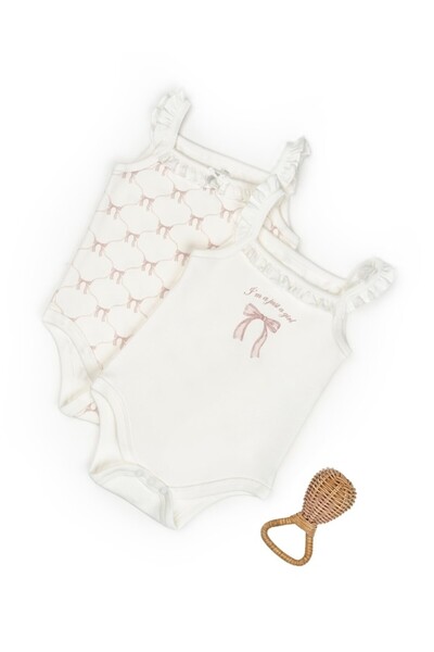 BabyCosy Organic Wear Baby Girl Strap Bodysuit Set of 2, 100% Organic Cotton,...