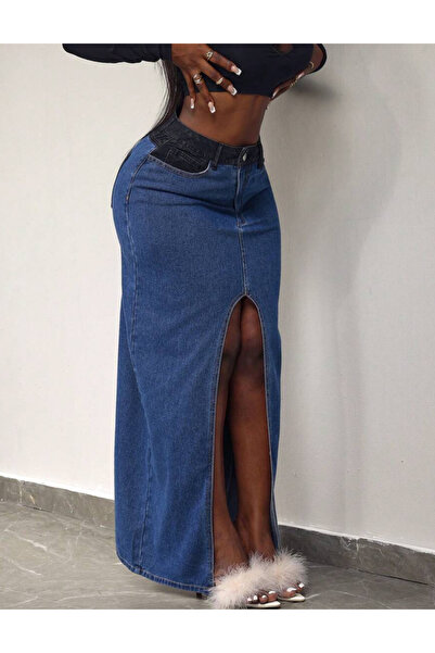 Sheya Shein denim skirt, blue