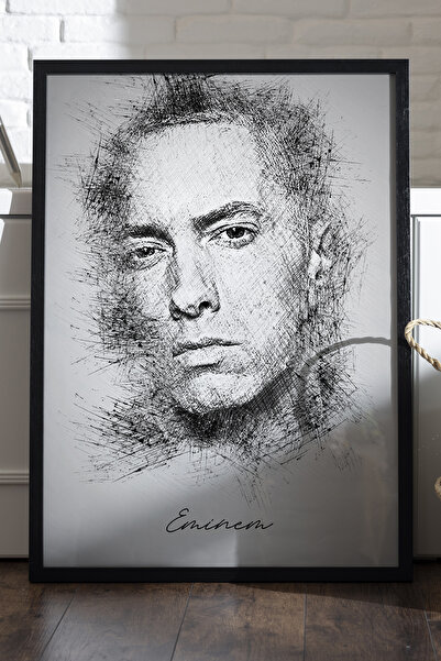 Duvarda Poster înrămat din lemn negru Eminem, pictură decorativă de perete cu...