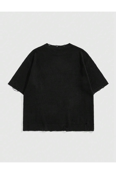 Sheya Shein short sleeve sweater, black