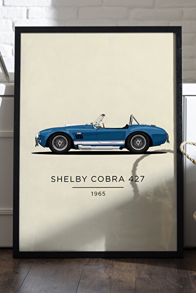 Duvarda Poster Ford Shelby Cobra 427 cu ramă din lemn negru, pictură decorati...