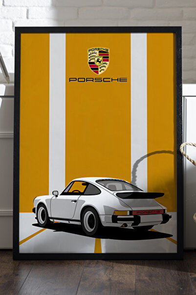Duvarda Αφίσα Porsche 911 με μαύρο ξύλινο πλαίσιο, διακοσμητική ζωγραφική τοί...