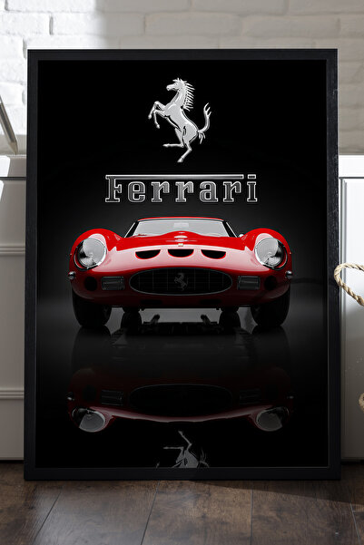 Duvarda Αφίσα Ferrari 250 GTO με μαύρο ξύλινο πλαίσιο, διακοσμητικός πίνακας ...