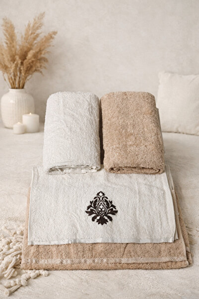 yuenze 4’lü Banyo Havlu Seti – %100 Pamuk Hamam & Çeyiz Havlusu (1400 Gram Ka...