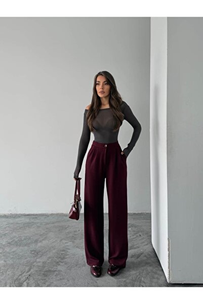 mydukkan.co Pleated Jacquard Palazzo Trousers