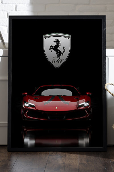 Duvarda Αφίσα Ferrari 296 GTB με μαύρο ξύλινο πλαίσιο, διακοσμητικός πίνακας ...