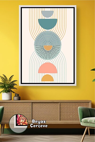 KOSS Dijital Linija umetnost Geometrijski dezen Boho zidni dekor pastelne boj...