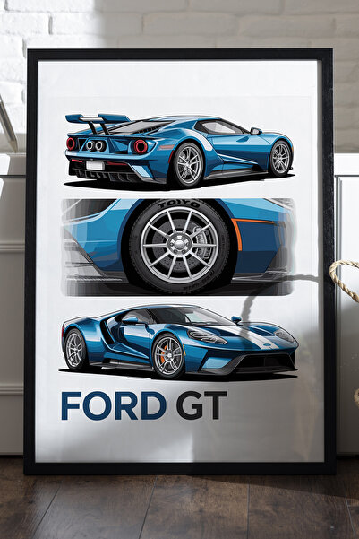 Duvarda Αφίσα Ford GT με μαύρο ξύλινο πλαίσιο, διακοσμητικός πίνακας τοίχου α...