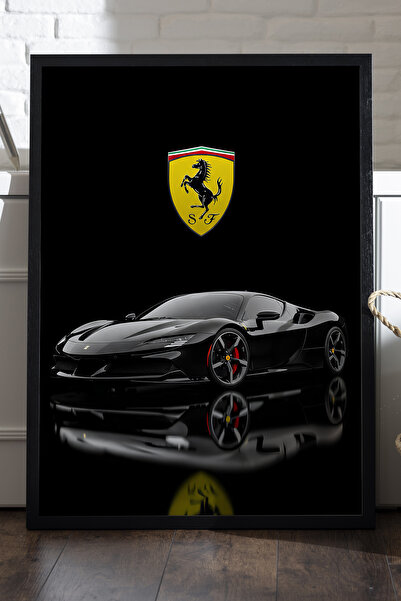 Duvarda Poster cu ramă din lemn negru Ferrari SF90 Spider, pictură decorativă...