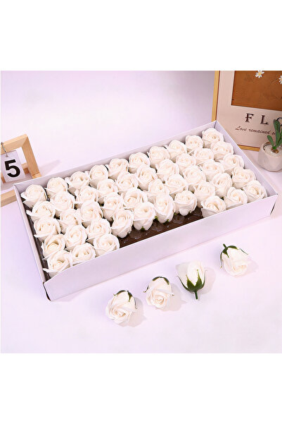 JML1 Scented Roses 50/set from Soap, Flower 6cm, Box 45x23cm White Wholesale