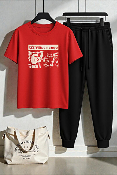 uyguntarz Unisex-T-Shirt mit Aufdruck „All Things Grow“ – 2-teiliges Training...