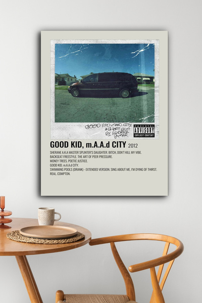 postercraft Kendrick Lamar Good Kid, M.A.A.D City Albüm Modern Panel Tablo Po...