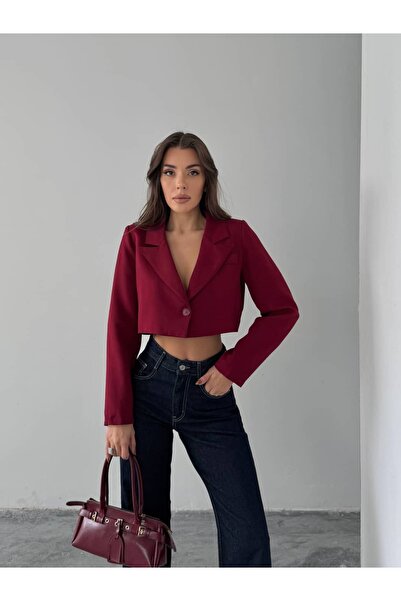 mydukkan.co Swallow Collar Crop Blazer Jacket