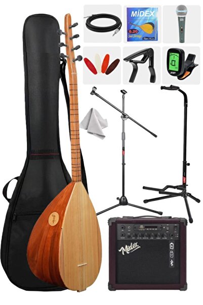 Yonka B-142K-AMP Amfili Kısa Sap Çınar Ağacı Kaliteli Saz Bağlama Seti