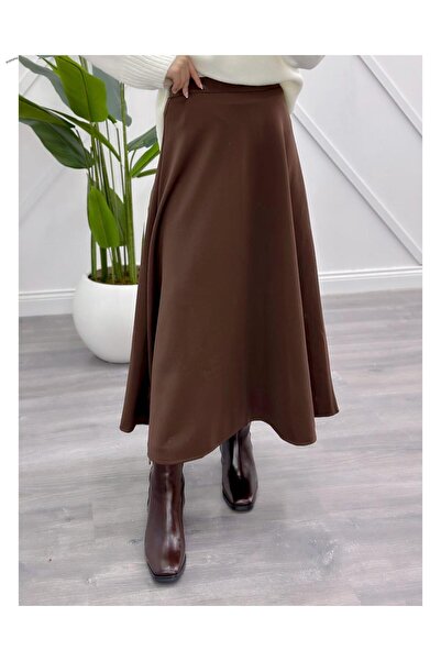 Çalışkan Puf Scuba Crepe Fabric Elastic Flare Skirt [90 cm Medium, Regular Fi...