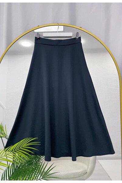 Çalışkan Puf Scuba Crepe Fabric Elastic Flare Skirt [90 cm Medium, Regular Fi...