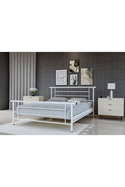 Vivense ZAMBAK METAL KARYOLA GM-412, ÇİFT KİŞİLİK, BEYAZ, 160X200