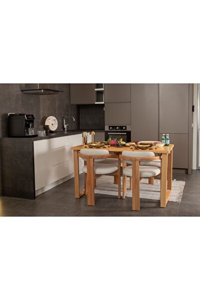 Vivense Cheri Sırt Minderli İskandinav Masa Takımı, Krem, 80X160