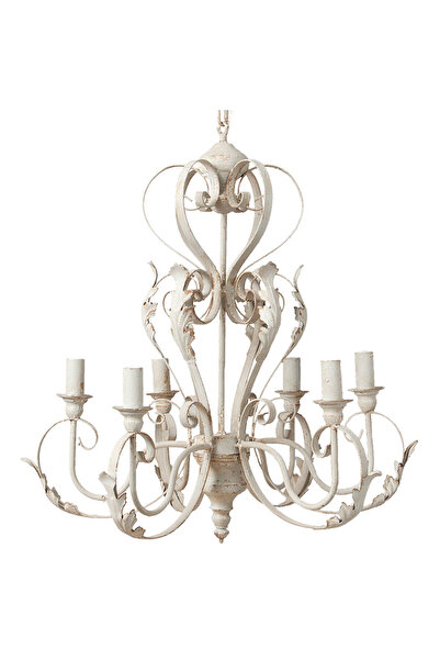 Clayre & Eef Antiqued Gray Metal Chandelier 65x68 cm