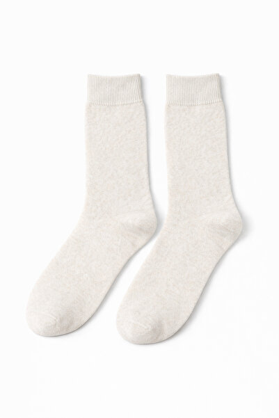 SOLDE SOCKS Men's Cotton Casual Socks – Plain Cream (Ecru), Comfortable Elast...