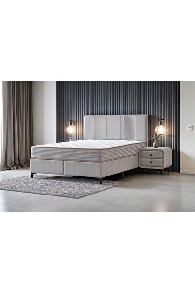 Vivense LİNE BAZA BAŞLIK YATAK SETİ, KETEN KREM, 160X200