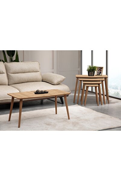 Vivense VEGA DÖRTLÜ ZİGON ORTA SEHPA SETİ, MEŞE