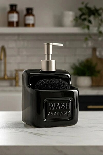 KLARHAUS Seramik Süngerlikli Sıvı Sabunluk ve Deterjanlık - Mutfak Banyo Tezg...