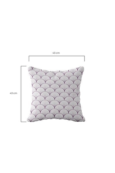 ASDİVA Nova Minimal Kabuk Formlu Geometrik Dalga Motifli 4lü Kırlent Kılıfı Seti Mor-Beyaz