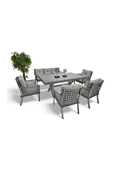 Vivense SİDE RATTAN BAHÇE MASA TAKIMI, 7 KİŞİLİK, 100X180