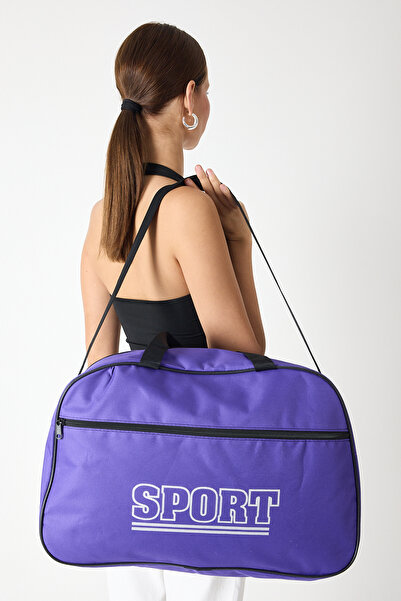 Tonny Black Women's Purple Large Size Front Zippered Printed Sports and Travel Shoulder Bag