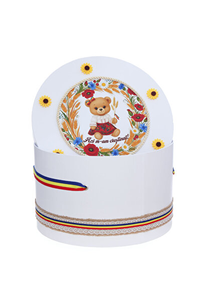 Recostore Suitcase transport box with teddy bear, white, REC3365