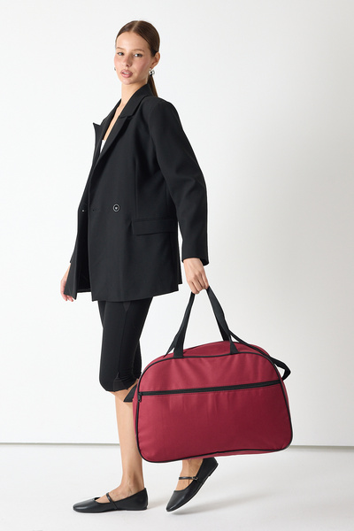 Tonny Black Unisex Burgundy Travel and Sports Bag with Front Zipper