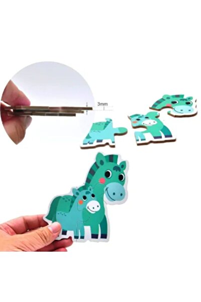 OEM Set de 6 puzzle-uri educative cu animale – Puzzle Montessori din carton gros, piese mari,