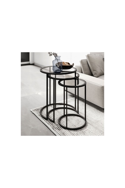 Vivense MARSAH HOME ZİGON TAKIMI, SİYAH, ŞEFFAF CAM