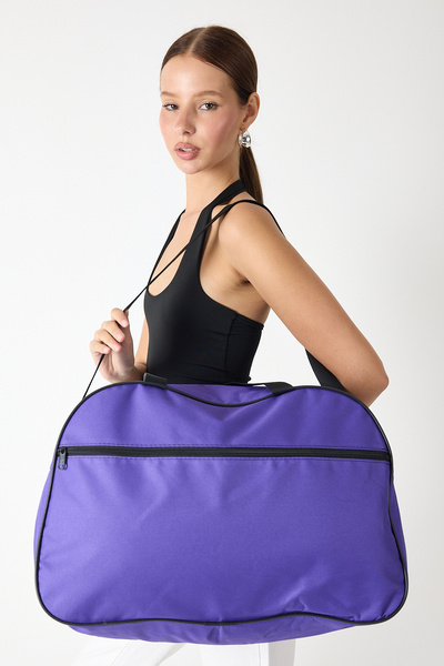 Tonny Black Unisex Purple Travel and Sports Bag with Front Zipper