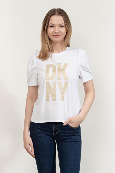 Dkny Kadın Bisiklet Yaka T-Shirt Beyaz
