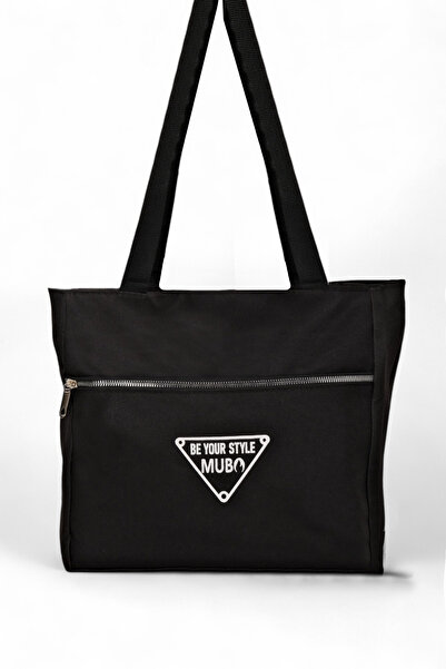 Tonny Black Women's Black Front Zipper Written Hand, Arm and Shoulder Bag