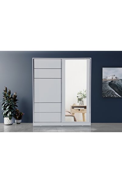 Vivense REGA SÜRGÜLÜ GARDIROP, BEYAZ, 160 CM