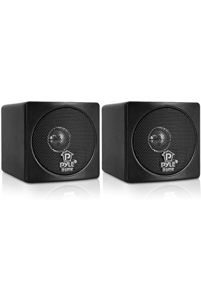 PYLE مكبرات صوت صغيرة مكعبة الشكل من PCB3BK، تُوضع على رف الكتب