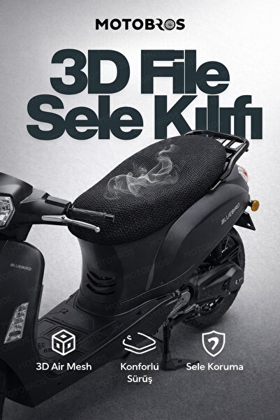 Motobros Kuba Blueberry 3D File Sele Kılıfı Motor Koltuk Kılıfı Kaymaz, Koruy...