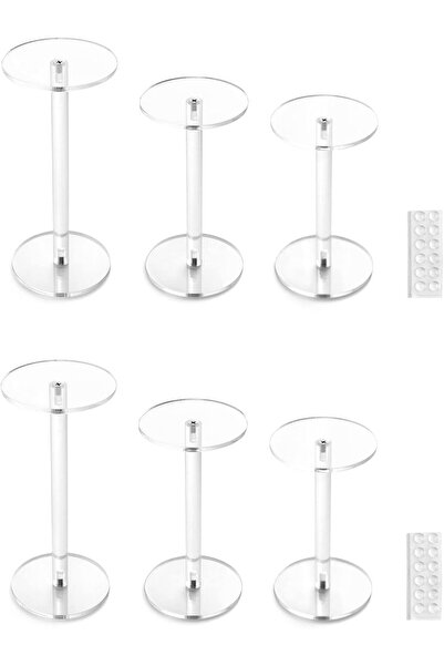 Slasa Round Acrylic Display Stand, 2 Sets Premium Clear Round Riser Stands
