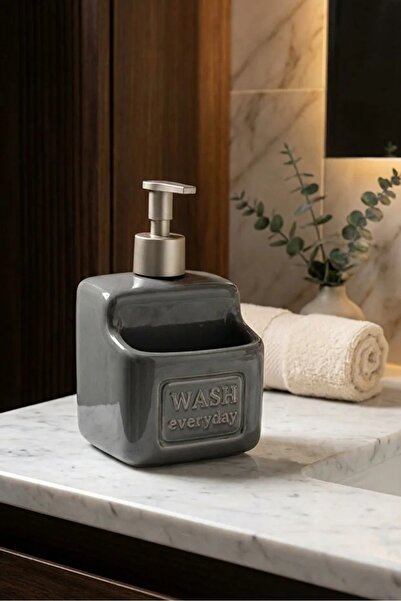 KLARHAUS Seramik Süngerlikli Sıvı Sabunluk ve Deterjanlık - Mutfak Banyo Tezg...