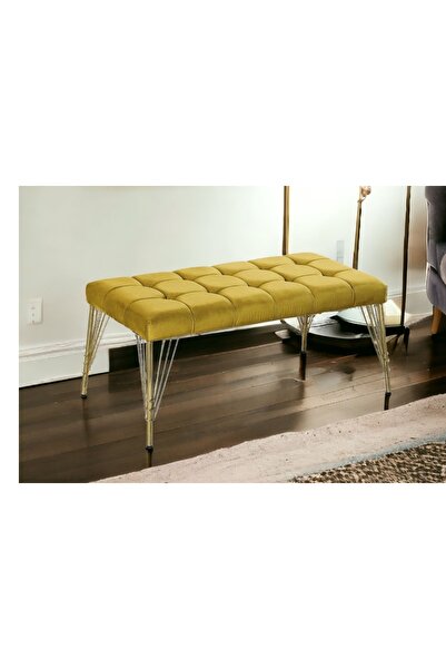 Vivense TUBİHOME KARO BENCH, SARI, GOLD AYAK