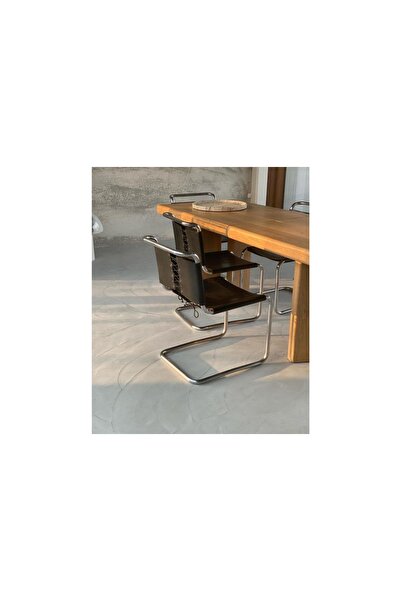 Vivense NAPOLYON ROSE HAKİKİ DERİ YEMEK SANDALYESİ, SİYAH