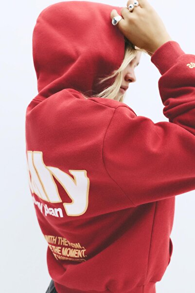 Pull & Bear Kırmızı kapüşonlu sweatshirt