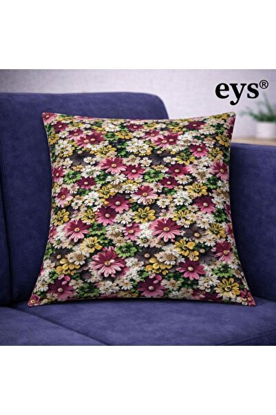 Eys غطاء وسادة قطني رقمي ذو وجهين - مبطن بسحاب مخفي (45×45 سم)